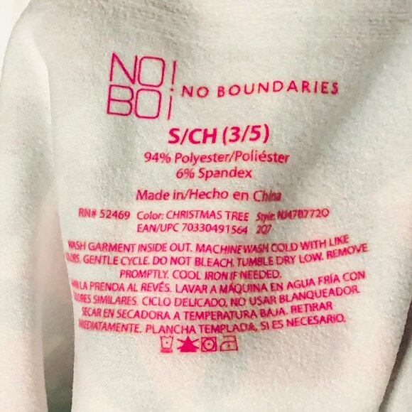 No Boundaries leggings Christmas trees green red black polyester small 3/5 READ - Picture 5 of 6